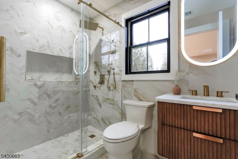 Bathroom, Glass Shower, Interior, Marble Walls