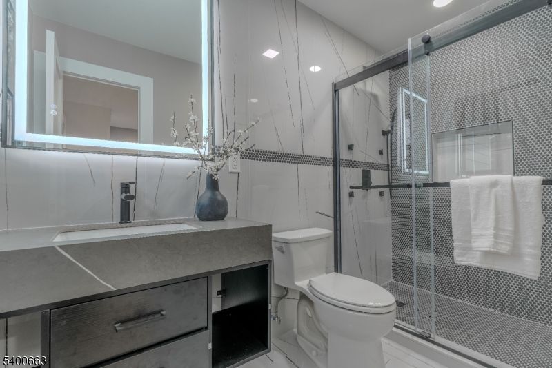 Bathroom, Glass Shower, Interior, Recessed Lighting