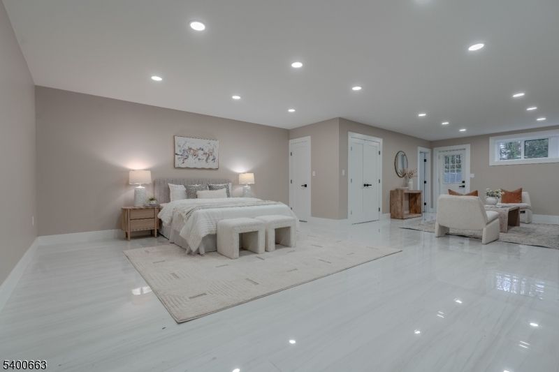 Bedroom, Interior, Marble, Recessed Lighting