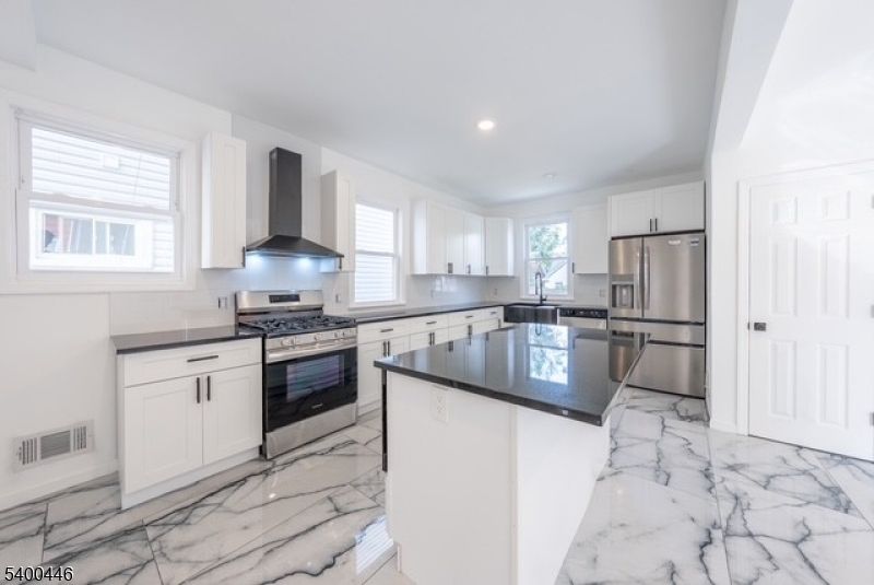 Interior, Kitchen, Marble, Recessed Lighting, Stainless Steel Appliances