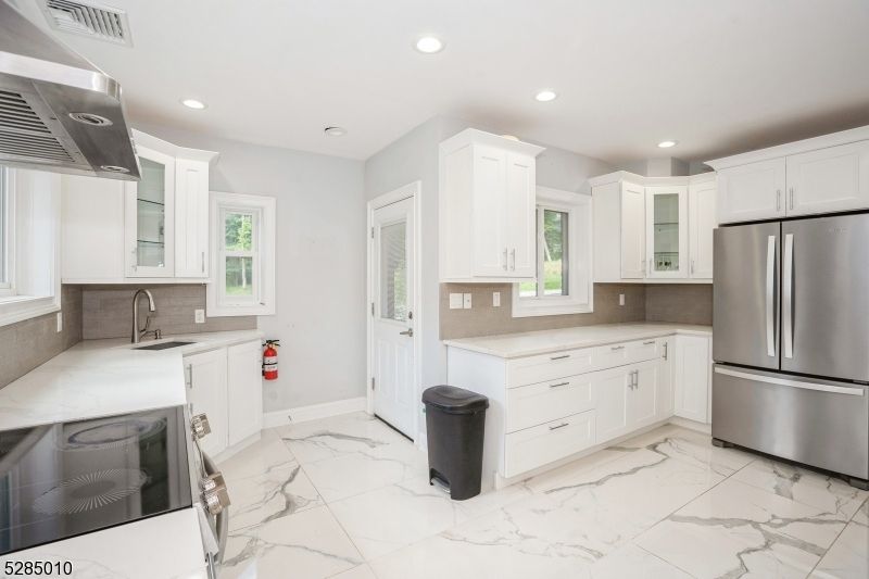 Interior, Kitchen, Marble, Recessed Lighting, Stainless Steel Appliances