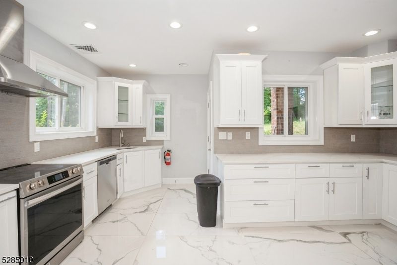 Interior, Kitchen, Marble, Recessed Lighting, Stainless Steel Appliances