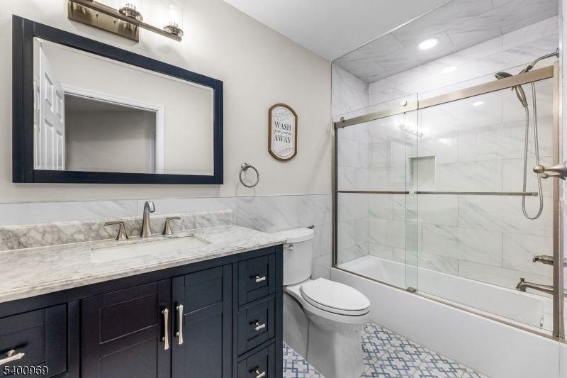 Bathroom, Glass Shower, Interior, Marble Walls, Recessed Lighting