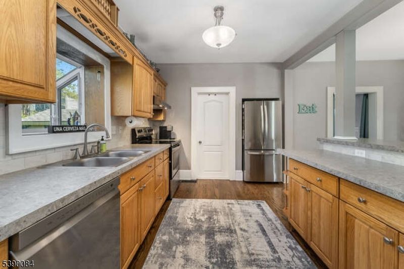 Interior, Kitchen, Stainless Steel Appliances, Wood Texture Flooring