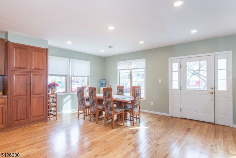 Dining room, Interior, Recessed Lighting, Wood Texture Flooring