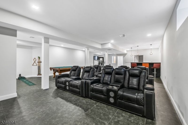 Billiard Table, Home Theatre Room, Game Room, Interior, Pendant Lights, Recessed Lighting