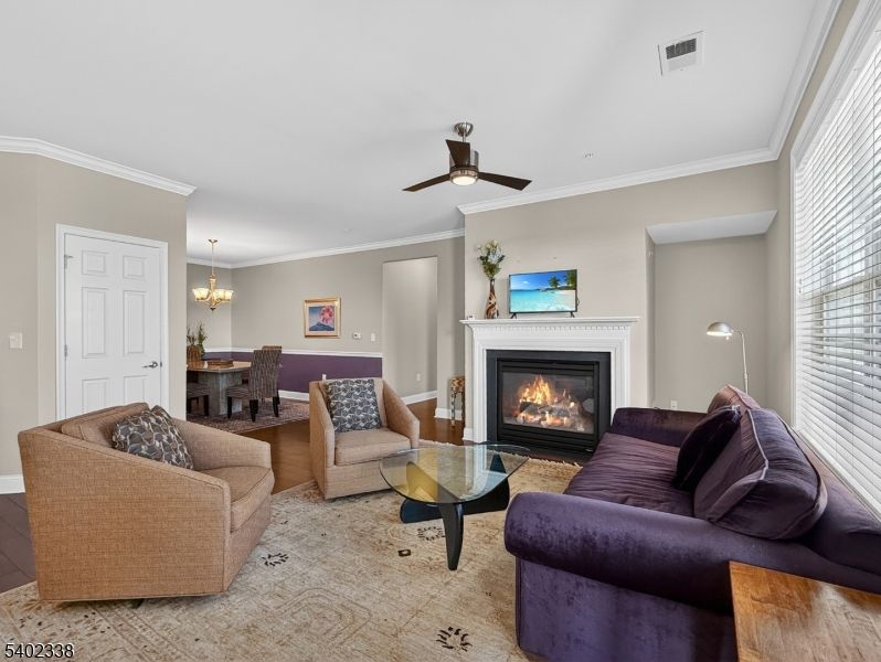 Chandelier, Dining room, Fireplace, Interior, Living room