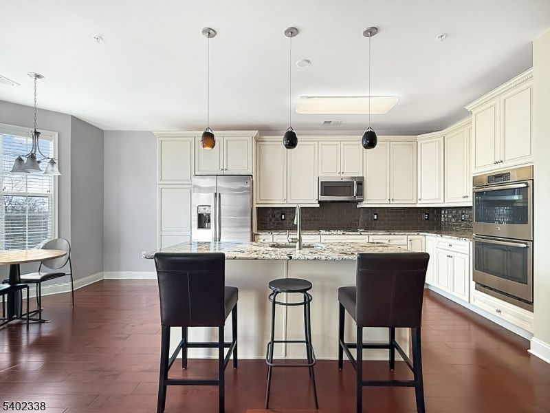 Interior, Kitchen, Pendant Lights, Stainless Steel Appliances, Wood Texture Flooring