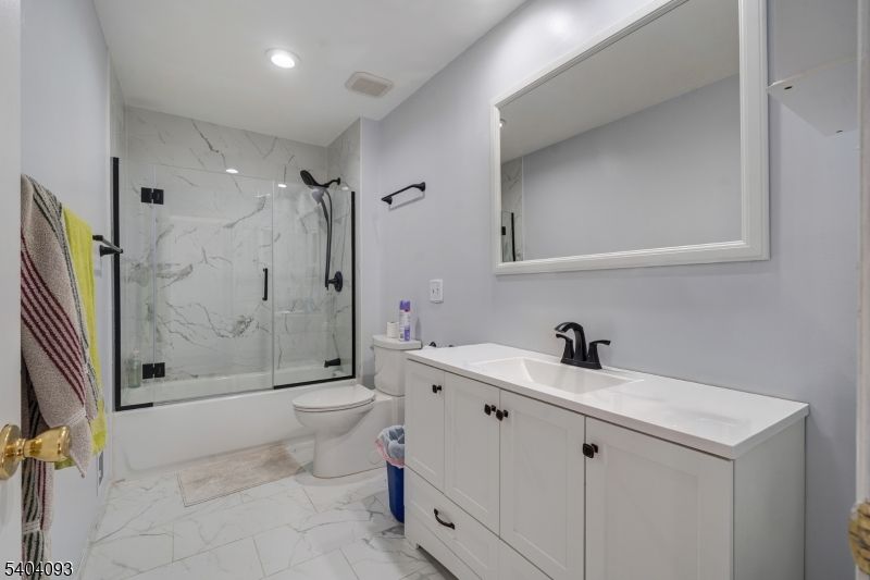 Bathroom, Glass Shower, Interior, Marble, Marble Walls, Recessed Lighting