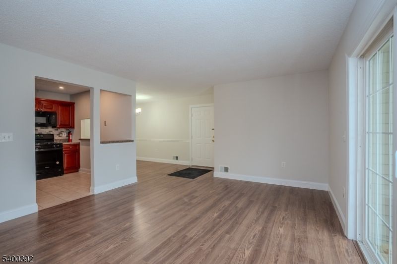 Empty room, Interior, Kitchen, Recessed Lighting, Wood Texture Flooring
