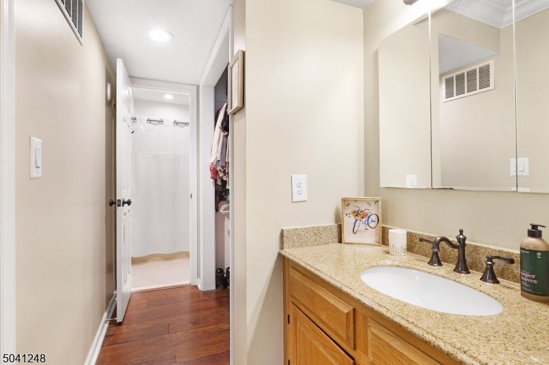 Bathroom, Interior, Recessed Lighting, Wood Texture Flooring