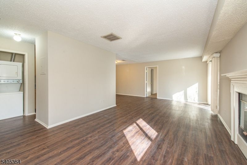 Empty room, Fireplace, Interior, Washer, Wood Texture Flooring