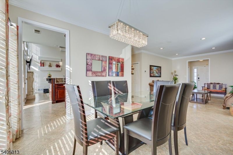 Chandelier, Dining room, Interior, Recessed Lighting