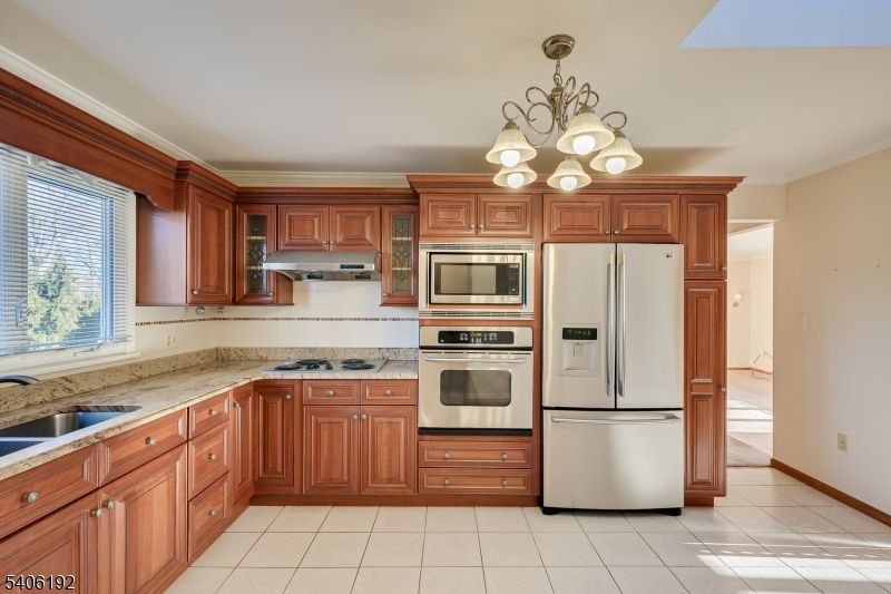 Chandelier, Interior, Kitchen, Stainless Steel Appliances
