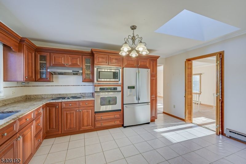 Chandelier, Interior, Kitchen, Stainless Steel Appliances