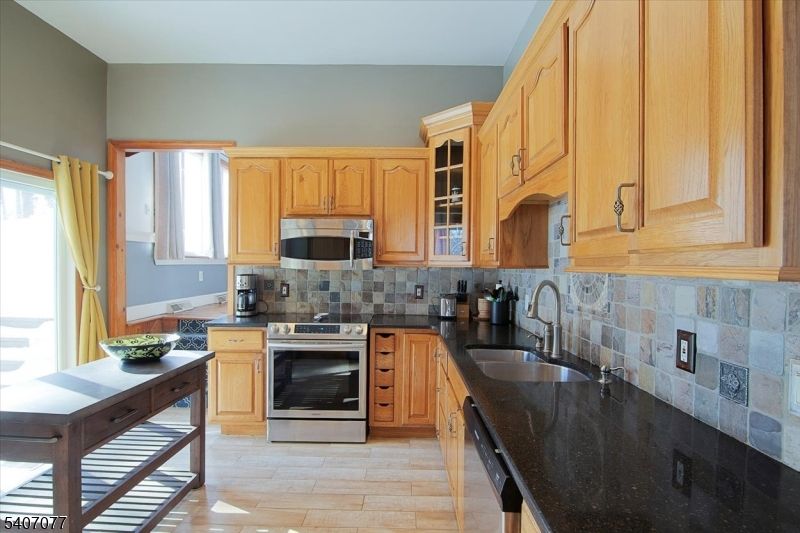 Interior, Kitchen, Stainless Steel Appliances, Stone Walls