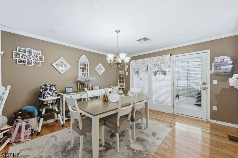 Chandelier, Dining room, Interior, Wood Texture Flooring