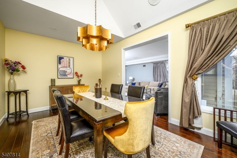 Chandelier, Dining room, Interior, Living room, Recessed Lighting, Wood Texture Flooring