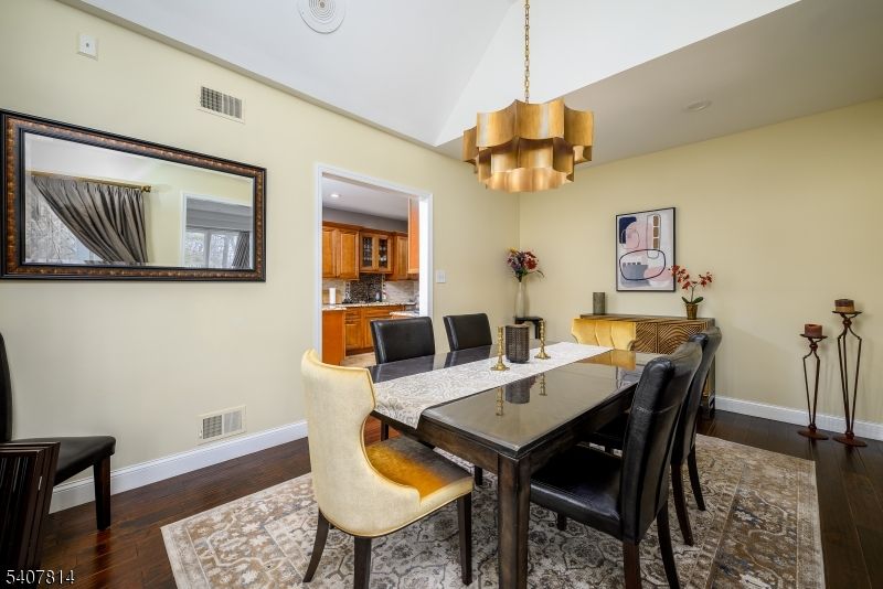 Chandelier, Dining room, Interior, Kitchen, Recessed Lighting, Wood Texture Flooring
