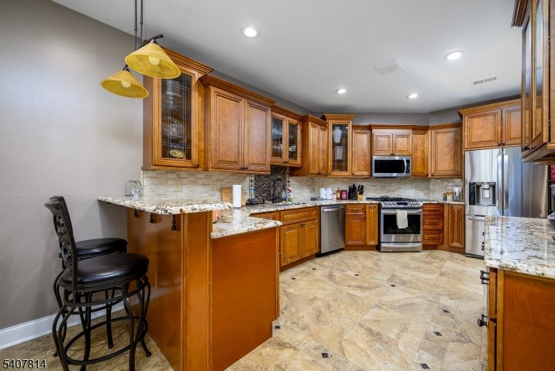 Interior, Kitchen, Pendant Lights, Recessed Lighting, Stainless Steel Appliances