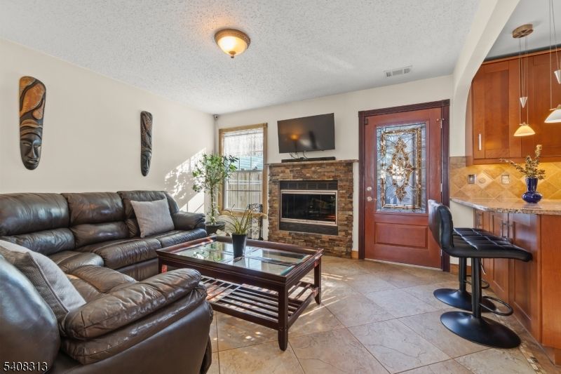 Fireplace, Interior, Living room, Pendant Lights