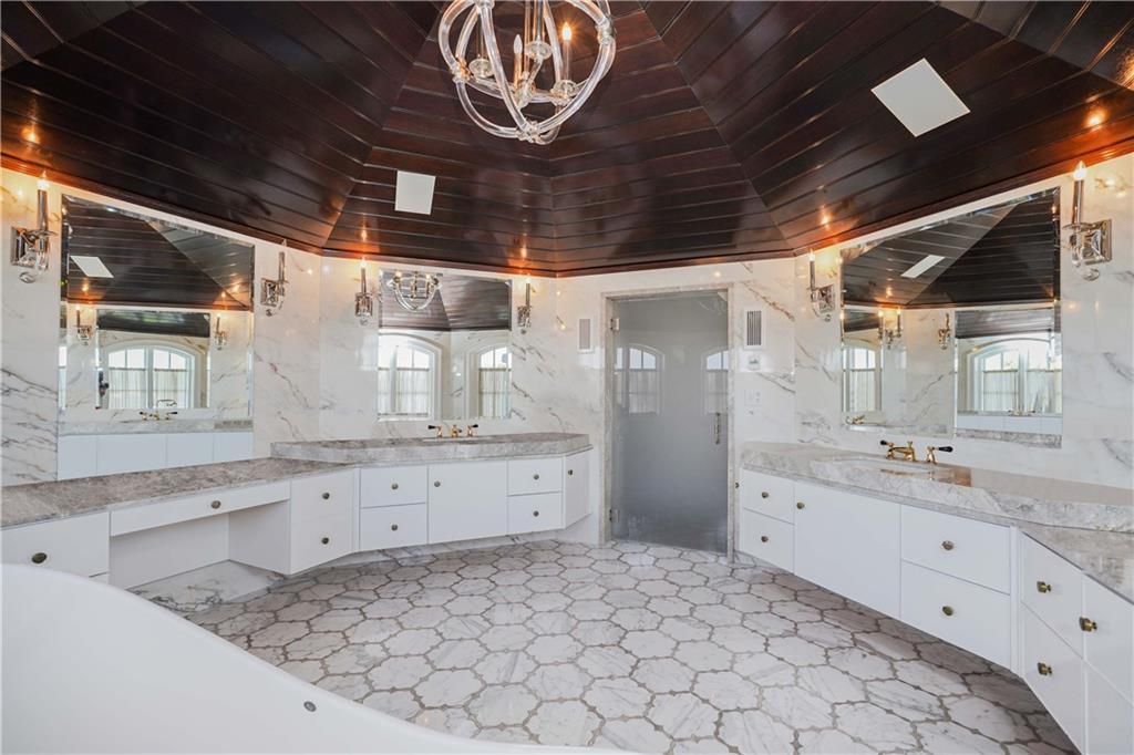Bathroom, Dual Sink Vanities, Interior, Marble Walls
