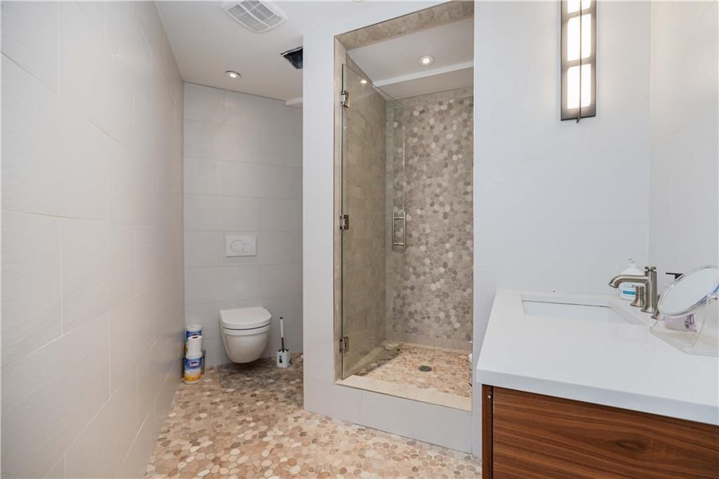Bathroom, Glass Shower, Interior, Recessed Lighting