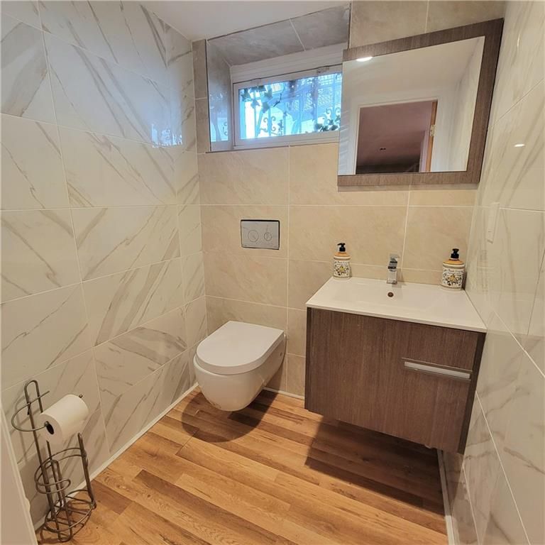 Bathroom, Interior, Marble Walls, Wood Texture Flooring