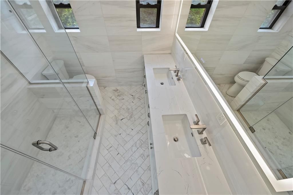 Bathroom, Glass Shower, Interior, Marble Walls