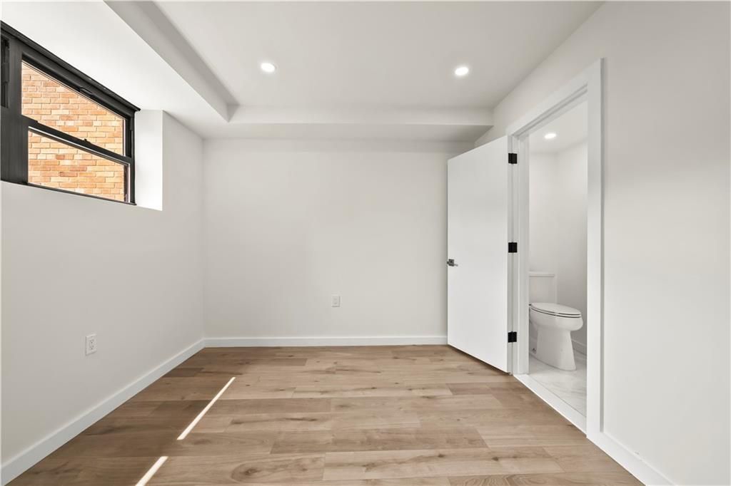 Bathroom, Empty room, Interior, Recessed Lighting, Wood Texture Flooring