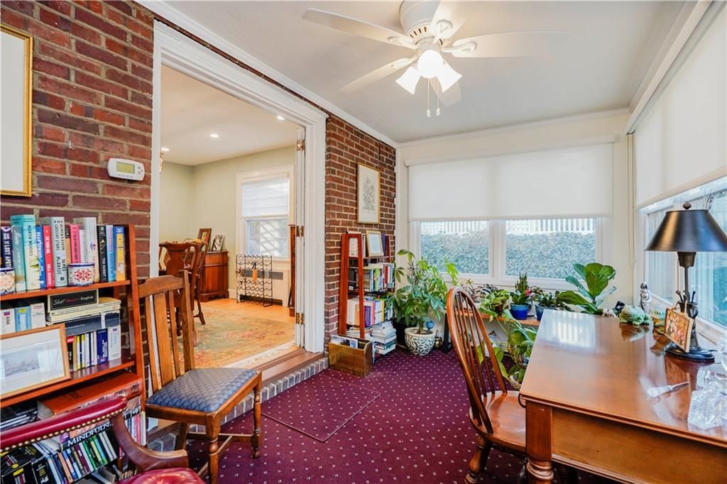 Home Office, Interior, Recessed Lighting, Stone Walls