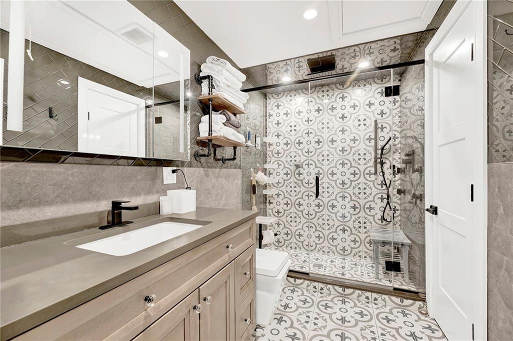 Bathroom, Glass Shower, Interior, Recessed Lighting