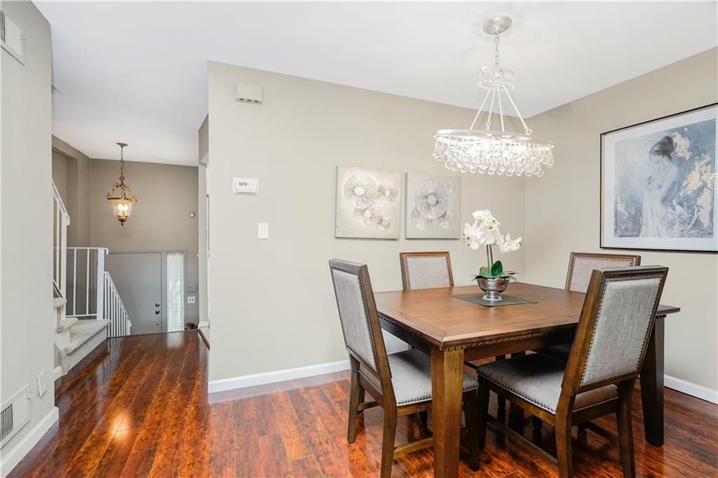 Chandelier, Dining room, Interior, Pendant Lights, Wood Texture Flooring