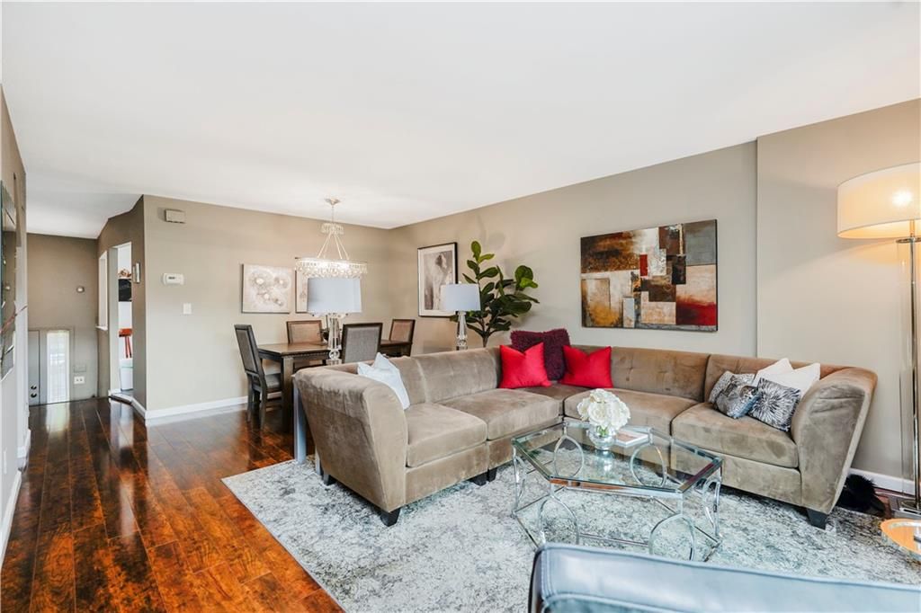 Dining room, Interior, Living room, Pendant Lights, Wood Texture Flooring