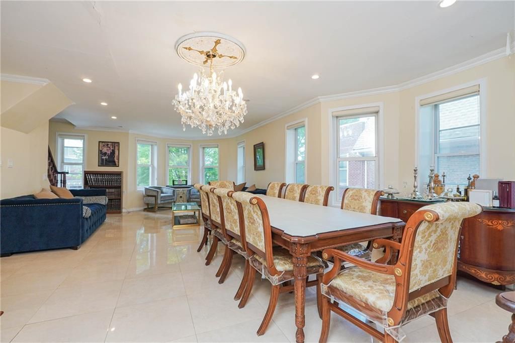 Chandelier, Dining room, Fireplace, Interior, Living room, Recessed Lighting