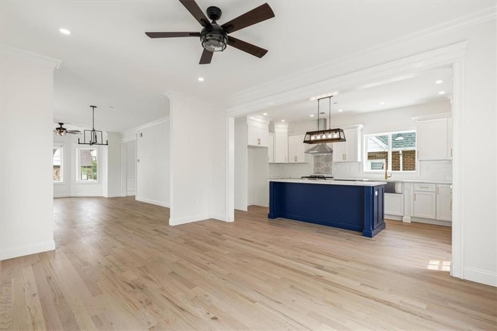 Interior, Kitchen, Pendant Lights, Recessed Lighting, Wood Texture Flooring
