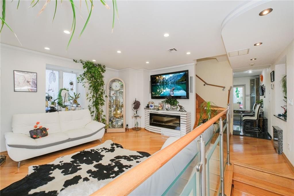 Fireplace, Interior, Recessed Lighting, Wood Texture Flooring