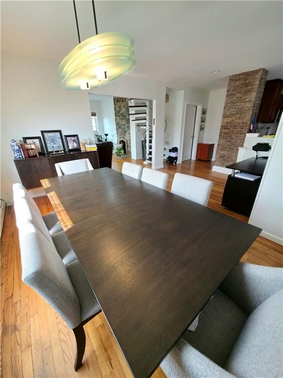 Dining room, Interior, Stone Walls, Wood Texture Flooring