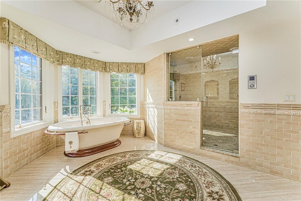 Bathroom, Free Standing Baths, Glass Shower, Interior, Recessed Lighting