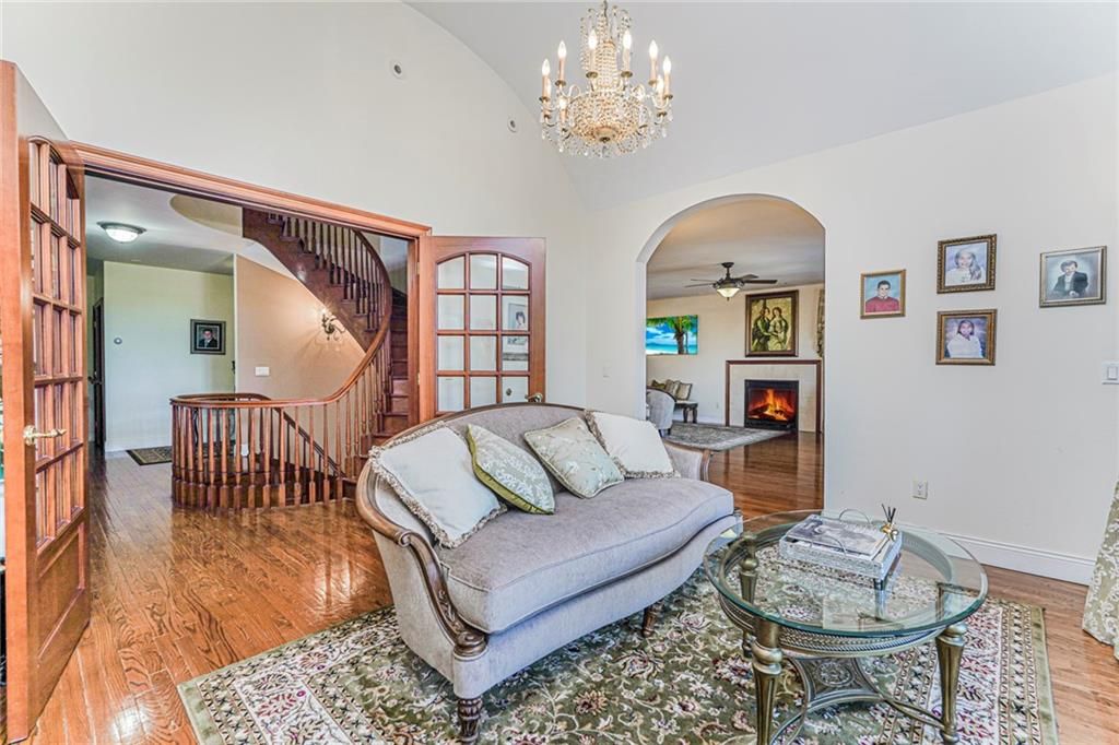 Chandelier, Fireplace, Interior, Living room, Wood Texture Flooring