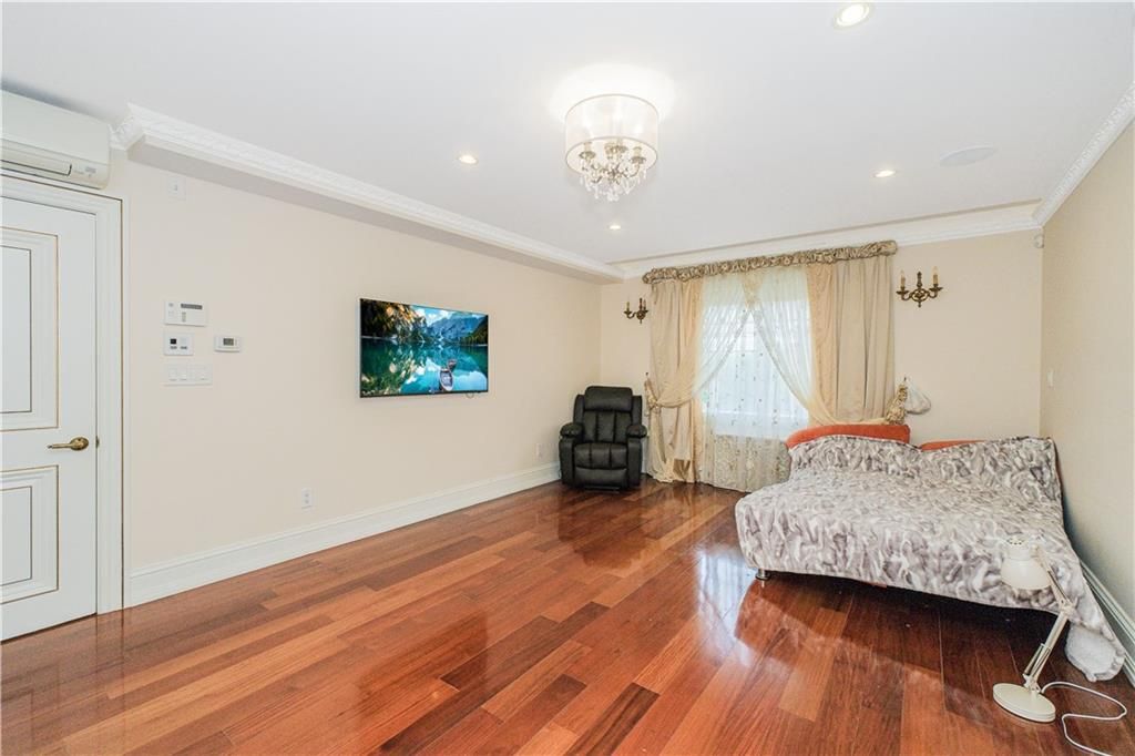 Bedroom, Chandelier, Interior, Recessed Lighting, Wood Texture Flooring