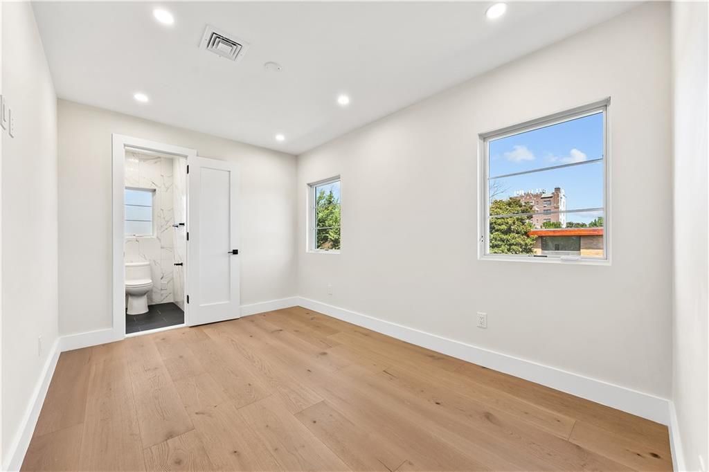 Bathroom, Empty room, Interior, Recessed Lighting, Wood Texture Flooring