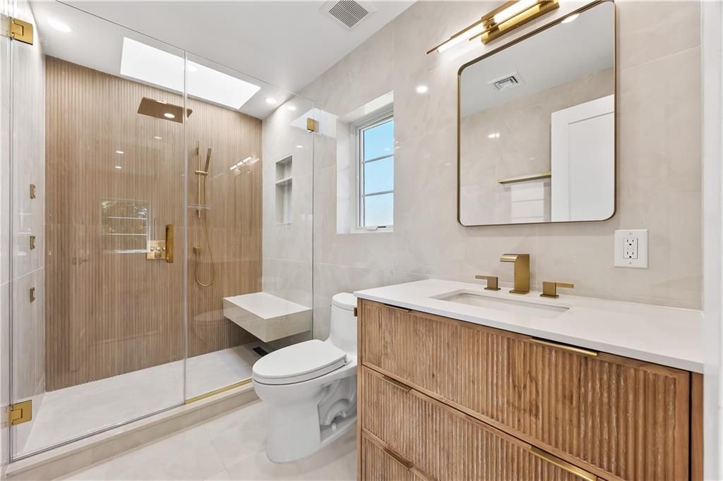 Bathroom, Glass Shower, Interior, Recessed Lighting