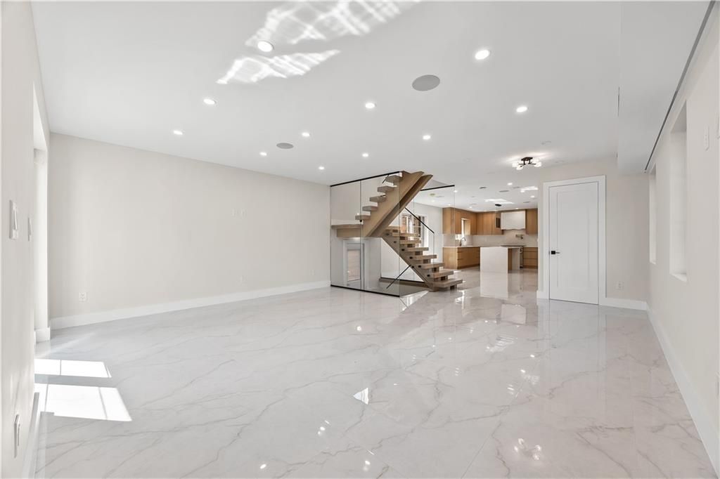 Empty room, Interior, Kitchen, Marble, Recessed Lighting