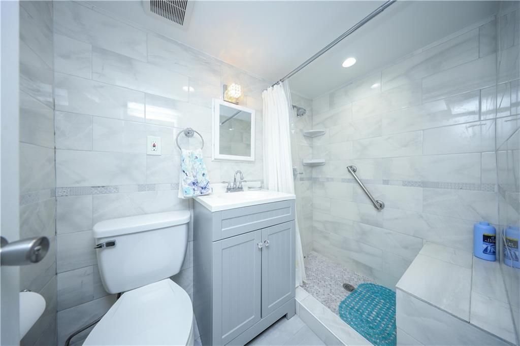 Bathroom, Glass Shower, Interior, Marble Walls, Recessed Lighting