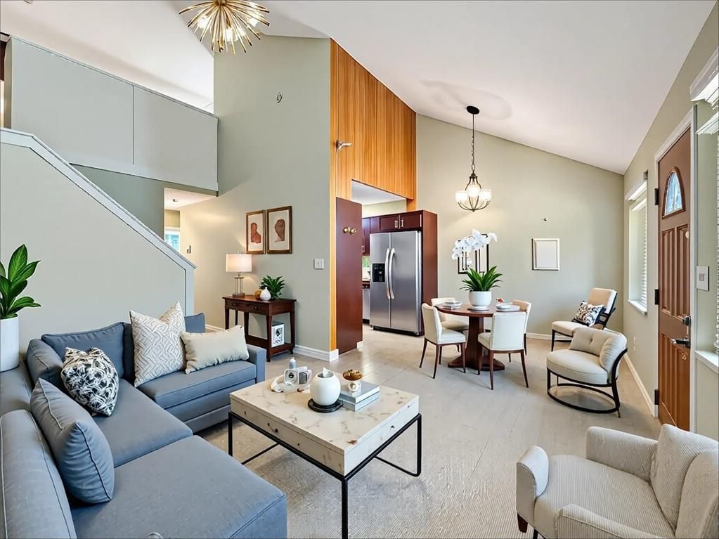 Dining room, Interior, Kitchen, Living room, Pendant Lights, Stainless Steel Appliances