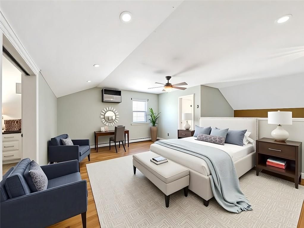 Bedroom, Dining room, Interior, Recessed Lighting, Wood Texture Flooring