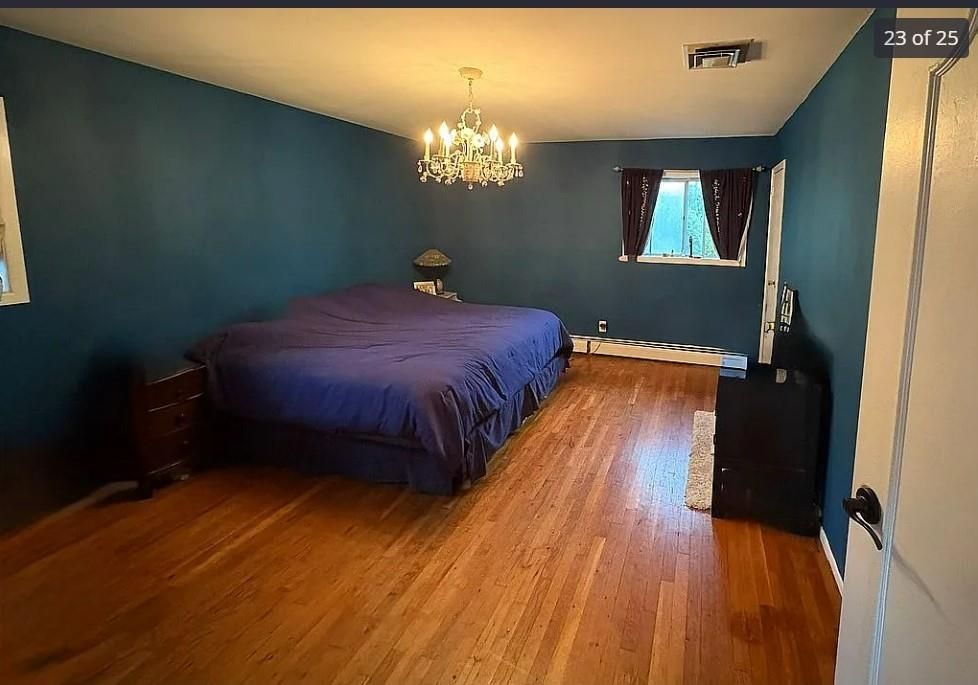 Bedroom, Chandelier, Interior, Wood Texture Flooring