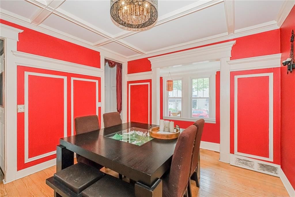 Chandelier, Dining room, Interior, Wood Texture Flooring
