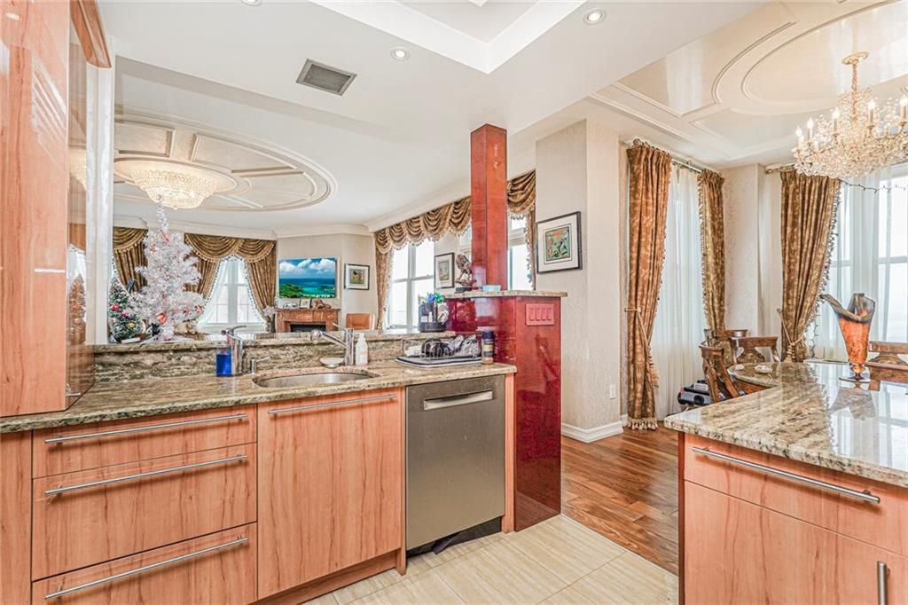 Chandelier, Interior, Kitchen, Recessed Lighting, Wood Texture Flooring